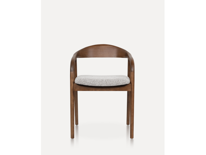  Lot de 2 chaises de salle à manger 52,5x55 cm – noyer et argile – dossier incurvé confortable  - Conforama D