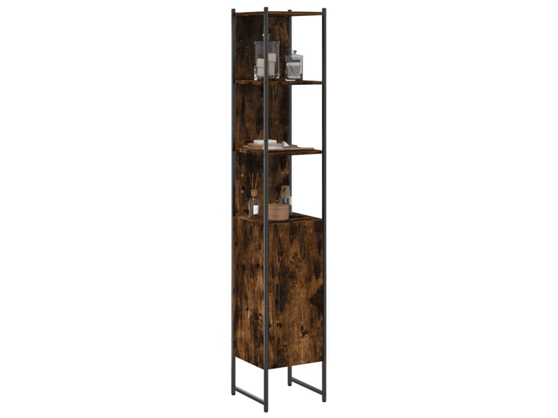  Amoire de salle de bain, meuble de rangement chêne fumé 33x33x185.5 cm bois d'ingénierie  - Conforama B
