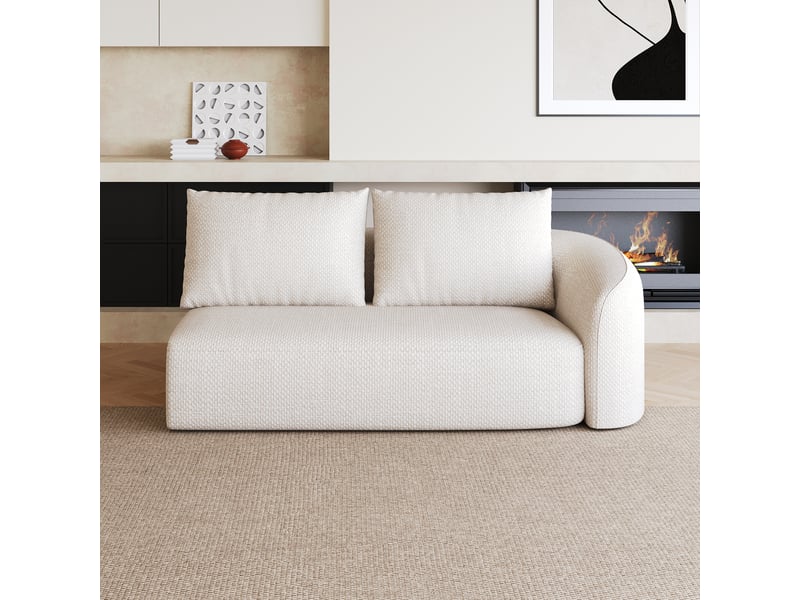 Canapé droit blanc 2 places, petit canapé 160 cm en tissu pour salon et studio, sofa compact confortable - Conforama R