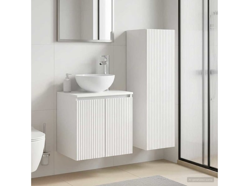  Ensemble de mobilier de salle de bain 2 pc blanc brillant cf64009  - Conforama B