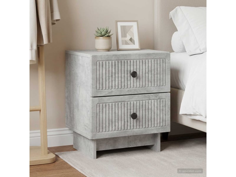  Table de chevet - cabinet de chevet - table de nuit 2 pc gris béton 43 x 34,5 x 47,5 cm  - Conforama C