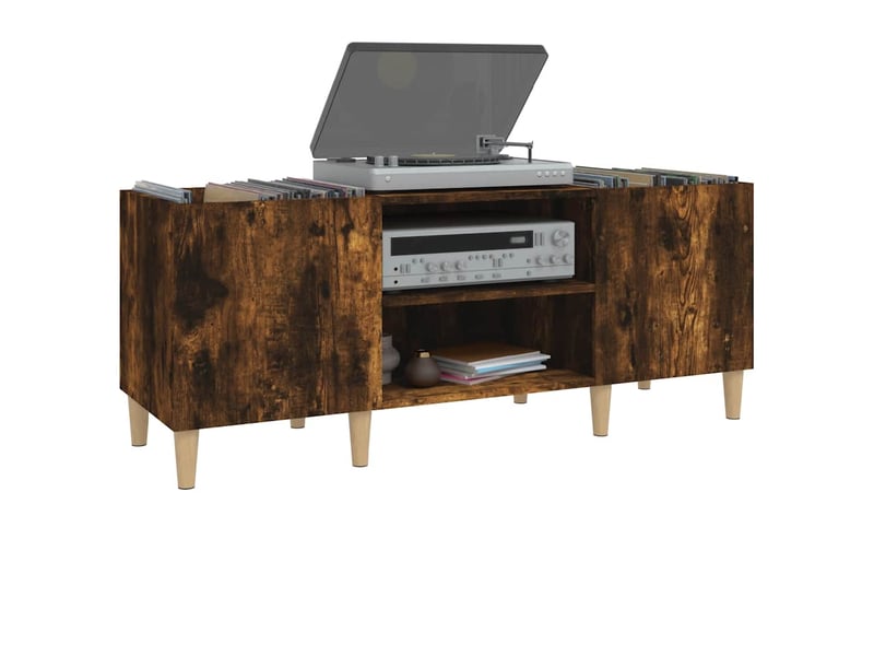  Armoire à disques, armoire de rangement chêne fumé 121x38x48 cm bois d'ingénierie  - Conforama D