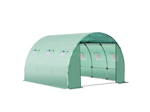 Bâche de rechange serre tunnel 9 m², bâche 3 x 3 x 2 m pe anti-uv imperméable 6 fenêtres + porte enroulable zippée vert foncé