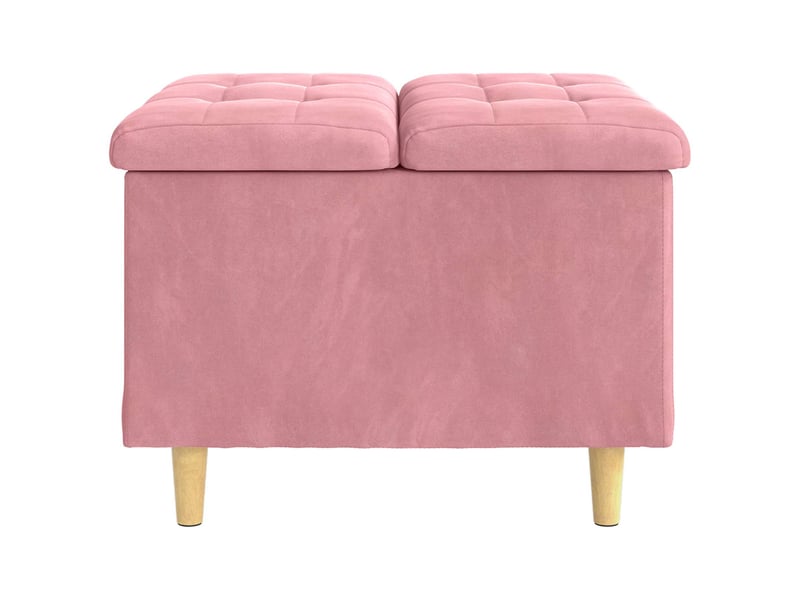  Ottoman, repose pied salon avec rangement rose 60x60x45 cm velours  - Conforama E