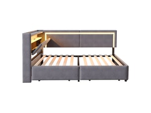 Lit banquette 90x200 cm <strong></strong>  <strong></strong> coloris gris