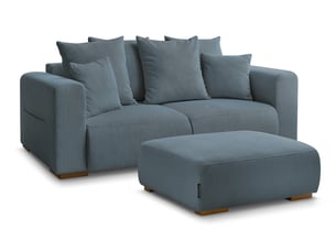 Canapé droit fixe BOBOCHIC SIDONIE 3 places Velours bleu
