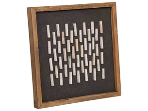 Tableau artisanal en bois recyclé relief noir et blanc 40x4x40 cm h