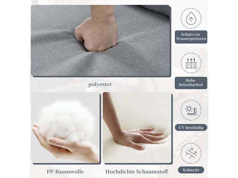 Ensemble détente extérieur avec 1 canapé convertible 2 places - dossier réglable - acier et polyester - gris - Conforama E