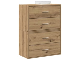 Lot de 2 armoire à tiroirs, commode avec 4 tiroirs chêne artisanal bois d'ingénierie