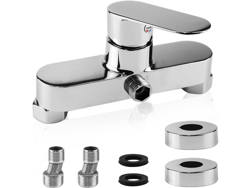 Mitigeur monocommande douche - robinet baignoire murale chromé, raccord fileté g12 pour flexible, design moderne - Conforama A