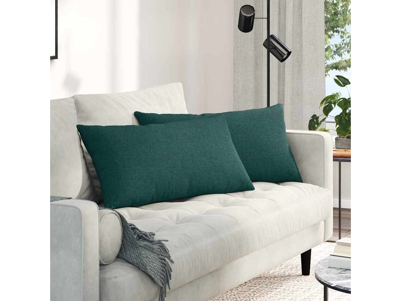 Lot de 2 coussins de canapé, coussins décoratifs tissu vert foncé 80 x 40 cm cf58991  - Conforama B