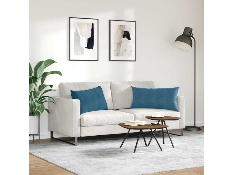 Lot de 2 coussins de canapé, coussins décoratifs bleu 80 x 40 cm cf59011 - Conforama D