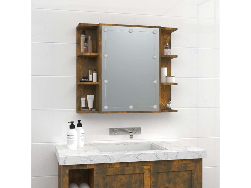 Armoire à miroir avec led chêne fumé 70x16.5x60 cm - Conforama D