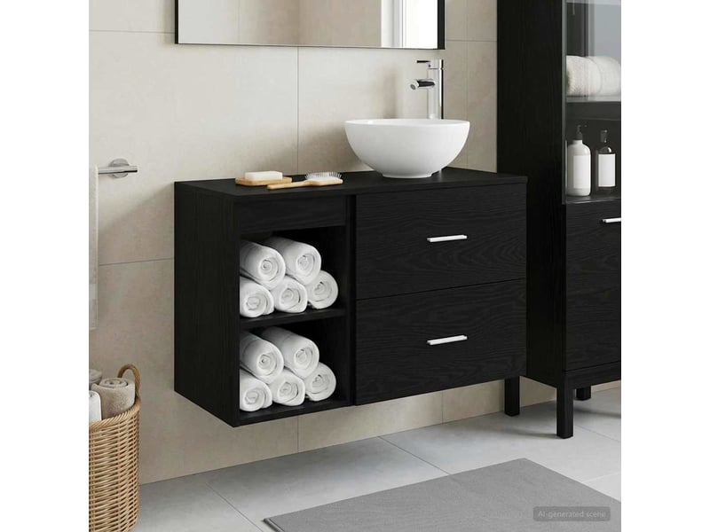  Ensemble de mobilier de salle de bain 2 pc chêne noir cf64105  - Conforama B