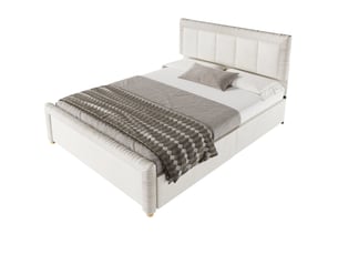 Lit avec rangement 140x200 cm VIVRYN   coloris beige