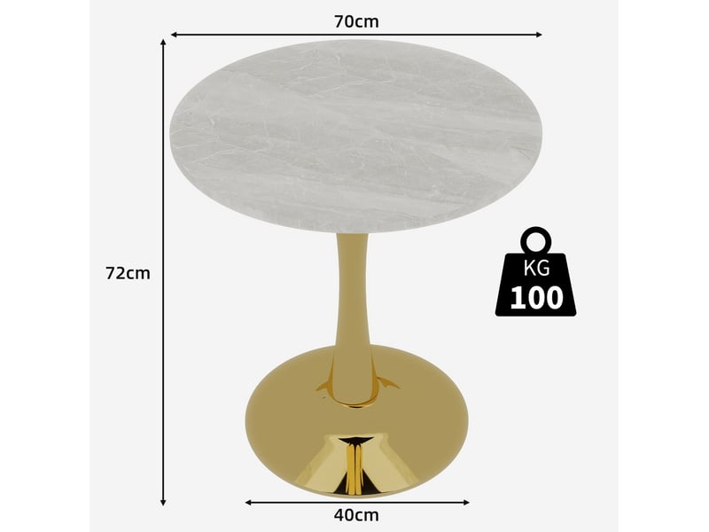  Table basse ronde moderne en marbre artificiel blanc et doré  - Conforama E