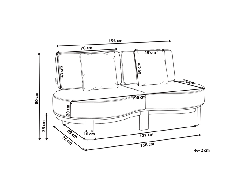  Canapé de jardin 2 places arzello acacia marron clair  - Conforama C