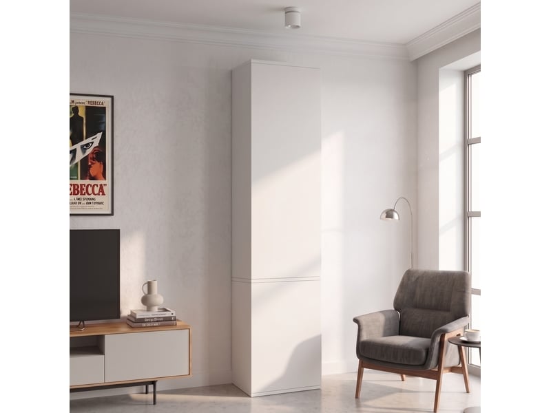  Armoire haute,47x50x200 cm,6 compartiments fermés,panneau mdf,blanc  - Conforama E