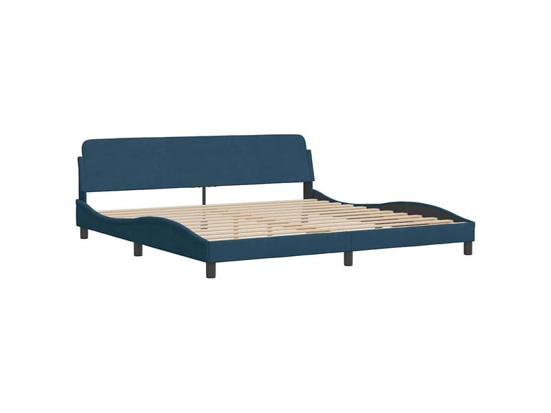 Lit double- lit adulte -  cadre de lit dover bleu 200x200 cm velours  - Conforama B