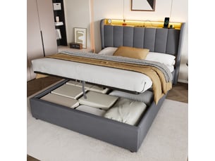 Lit coffre 140x190 cm <strong>MODENVIE</strong>  <strong></strong> coloris gris