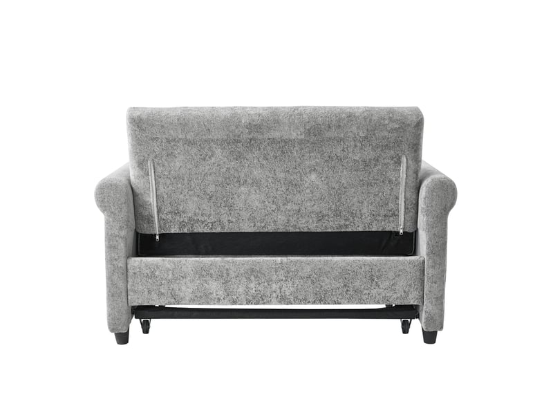 Canapé-lit 2 places 3-en-1 120x80x82 cm – gris – dossier 3 positions, tissu chenille, 2 coussins - Conforama E