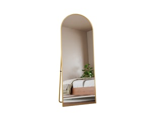 Miroir sur pied - 162 x 53 cm - or - miroir plein pied arqué en verre trempé, cadre en alliage d'aluminium, design moderne