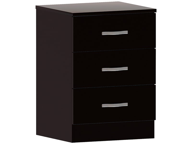  Table de chevet riano, commode de nuit, chambre, rangement, 56x40x36cm, 3 tiroirs, noir 333449 - Conforama A
