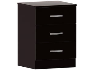 Table de chevet riano, commode de nuit, chambre, rangement, 56x40x36cm, 3 tiroirs, noir