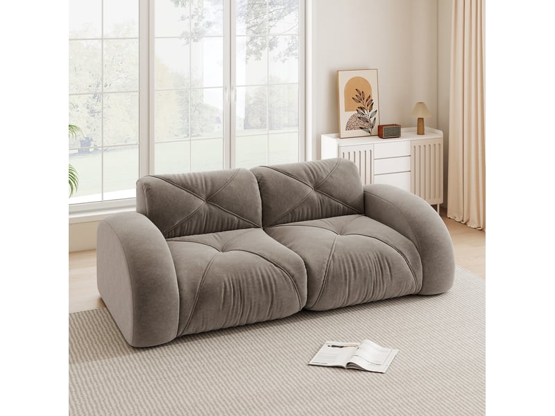  Canapé 2 places modulaire sans structure interne en chenille taupe  - Conforama B