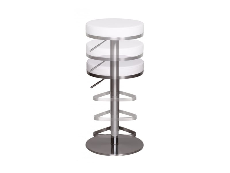  Tabouret de bar rond réglable en hauteur 38x38x5782 cm en pu blanc  - Conforama E