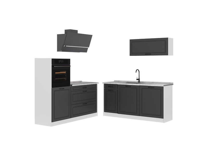  Vicco cuisine, anthracite campagneblanc, 160cm plan de travail marbre  - Conforama A