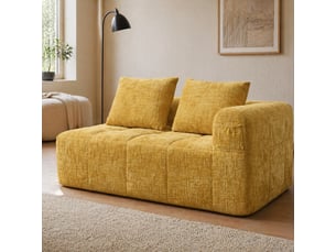 Canapé droit fixe HAVRYA  2 places Tissu jaune