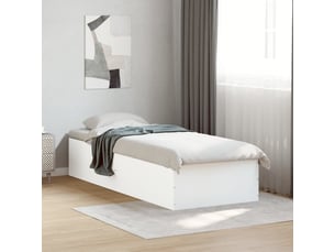 Lit adulte, lit simple, cadre de lit sans matelas blanc 100x200cm cf11159