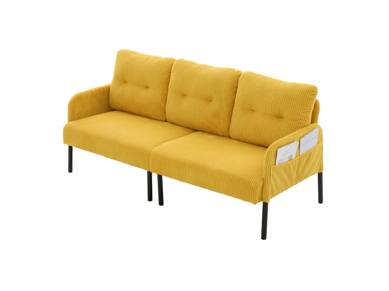  Canapé 3 places en velours côtelé jaune 171 x 72 x 80 cm  - Conforama A