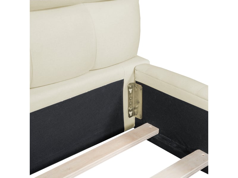  Lit adulte 140x200 à sommier à lattes, tête de lit capitonnée, cadre de lit rembourré en tissu lin, lit double design bulle, lit chambre sans matelas  - Conforama E