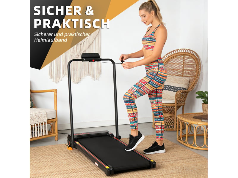  Tapis de course électrique pliable 107 x 56,9 x 88,8 cm noir, plastique et acier, avec app et affichage led  - Conforama D