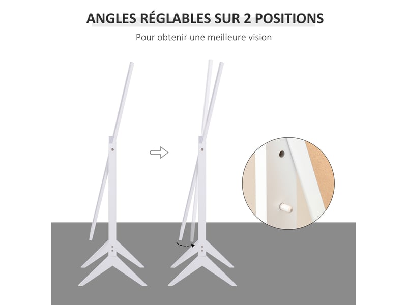  Miroir en pied grand miroir de sol réglable inclinaison pour dressing chambre dim. 47l x 46l x 148h cm en blanc  - Conforama D