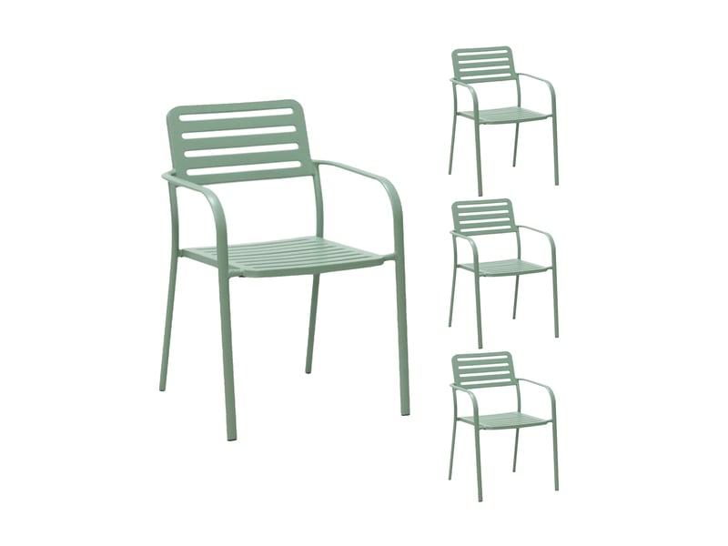  Lot de 4 fauteuils de jardin empilables en métal vert - baca  - Conforama B