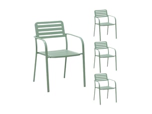 Lot de 4 fauteuils de jardin empilables en métal vert - baca