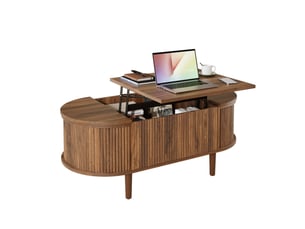Table basse ovale coloris bois foncé <strong>MAISENTIEL</strong> <strong></strong> - 48 cmx100 cm