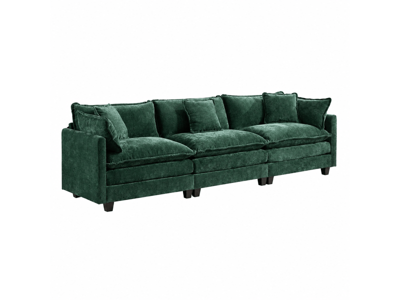  Canapé nuage 3 places moderne en chenille respirante coussins double couche vert  - Conforama A