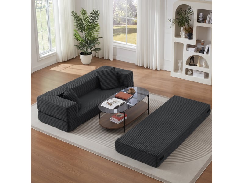  Canapé convertible 3 places 200x76x60 cm design carré gris foncé design moderne, confortable, pour salon design design  - Conforama R