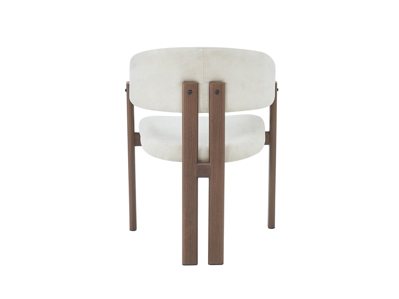  Lot de 2 chaises de salle à manger en métal aspect bois noyer et tissu lin beige  - Conforama A