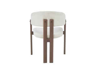 Lot de 2 chaises de salle à manger en métal aspect bois noyer et tissu lin beige