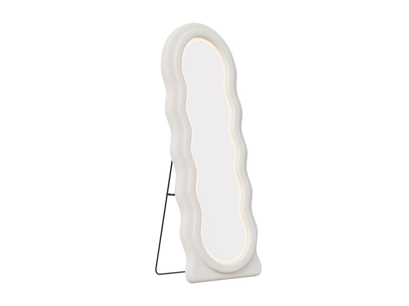 Miroir sur pied led - 45 x 150 cm - blanc - miroir corps entier en verre trempé avec cadre irrégulier et éclairage  - Conforama E