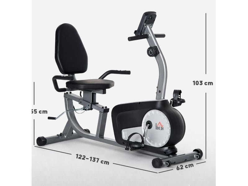  Vélo semi-allongé à résistance réglable 8 niveaux gris et noir avec écran lcd, idéal pour vous entraîner à domicile  - Conforama C