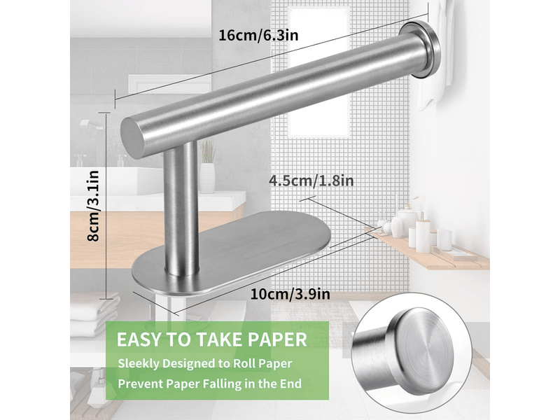  Porte-papier toilette en acier inoxydable, sans perçage, adapté à la salle de bain et à la cuisine, argenté  - Conforama E