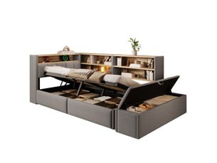 Lit banquette 90x200 cm <strong>SAPGAKS</strong>  <strong></strong> coloris gris