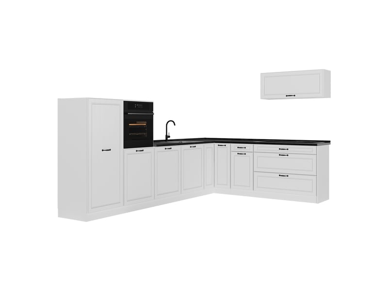  Vicco cuisine en angle, blanc campagneblanc, 327 x cm plan de travail anthracite  - Conforama A