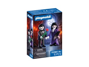 Figurines vampires halloween ensemble couple 6 pieces chapeau rose eventail age 4+